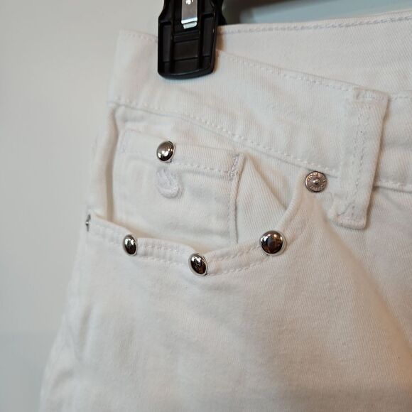 Silver Stud Embellished White Capris Gloria Vanderbilt sz12P - Picture 4 of 8
